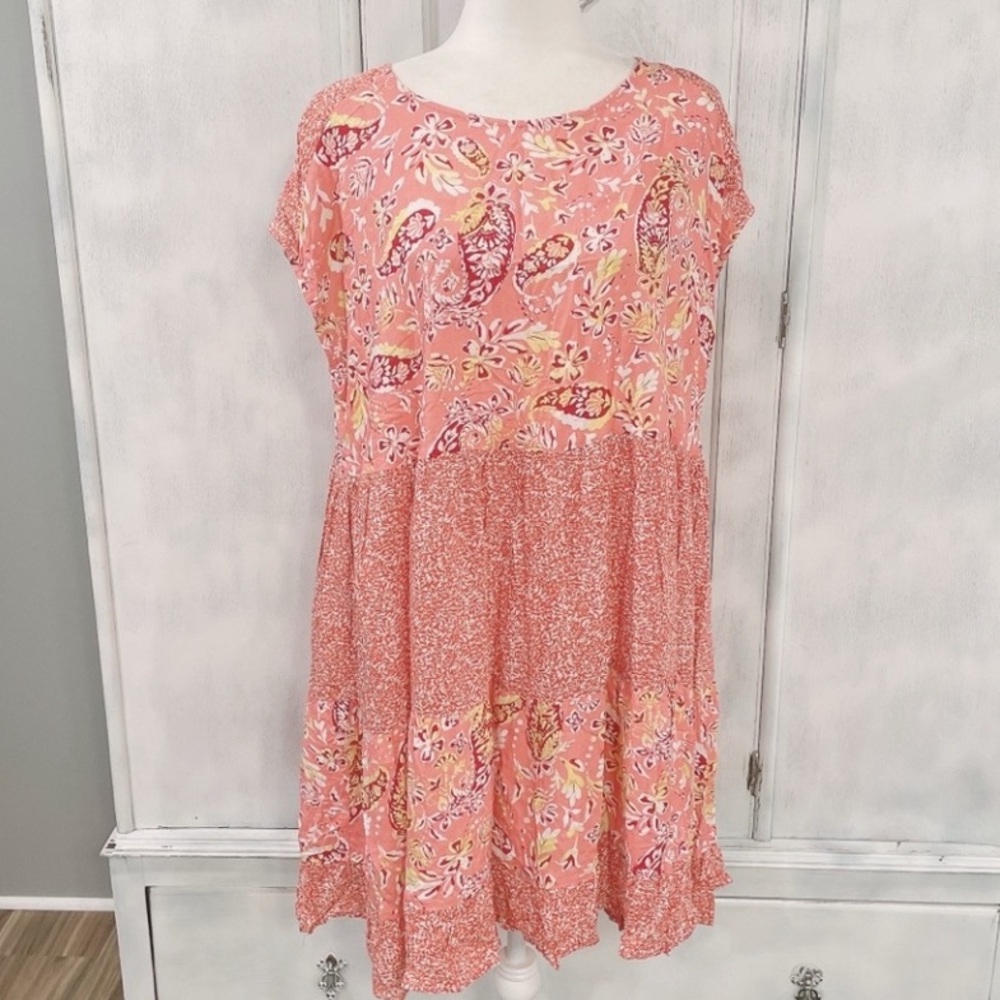 Easel Paisley Printed Boho Dress - Size L